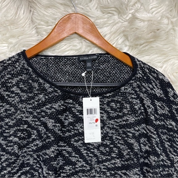 Eileen Fisher Organic Linen‎ Marled Print Poncho - Picture 2 of 9